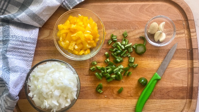 vegetables chopped on cutting board