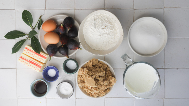 Ingredients for fig cake