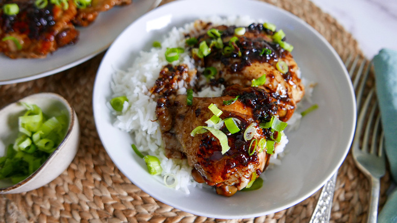 filipino chicken adobo in bowl 