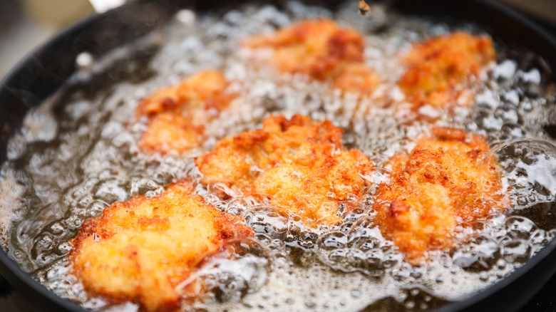 frying chicken in oil