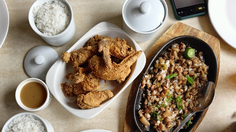 Filipino fried chicken and sides