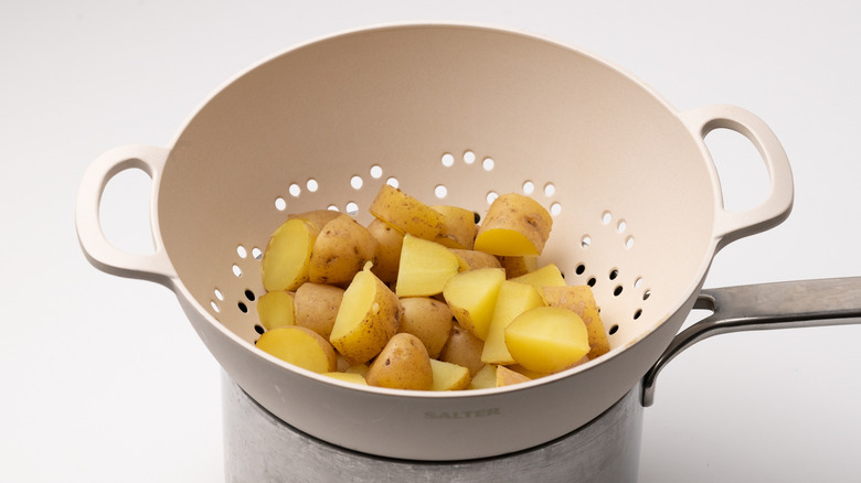 potatoes in a colander
