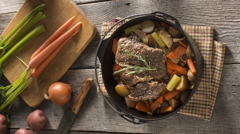 pot roast with herb garnishing