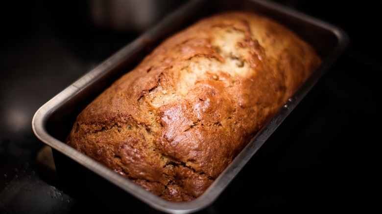 banana bread in a loaf pan