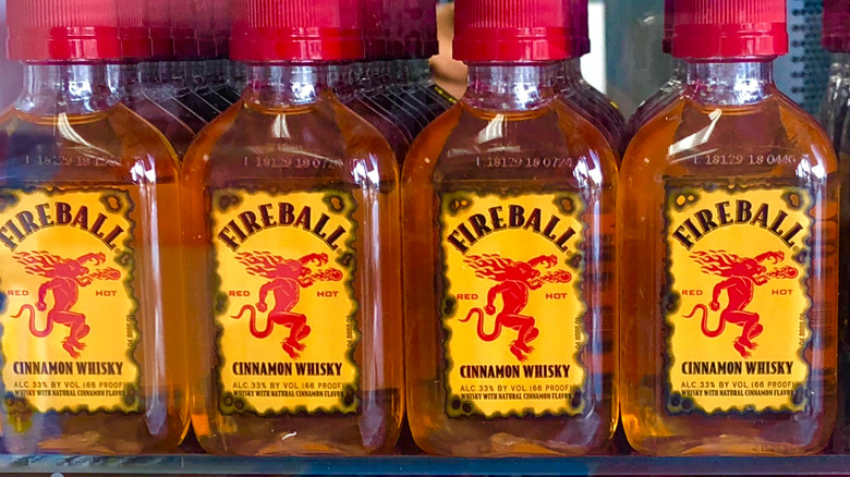 Mini bottles of Fireball Cinnamon Whisky