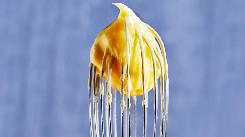 Mayonnaise on whisk