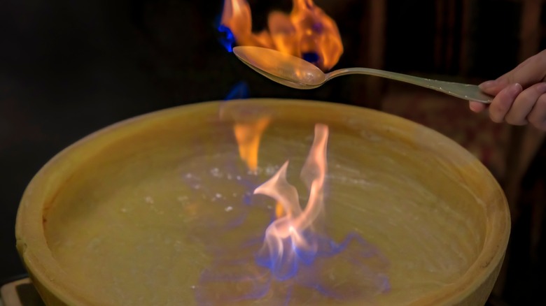 Italian brandy flambé