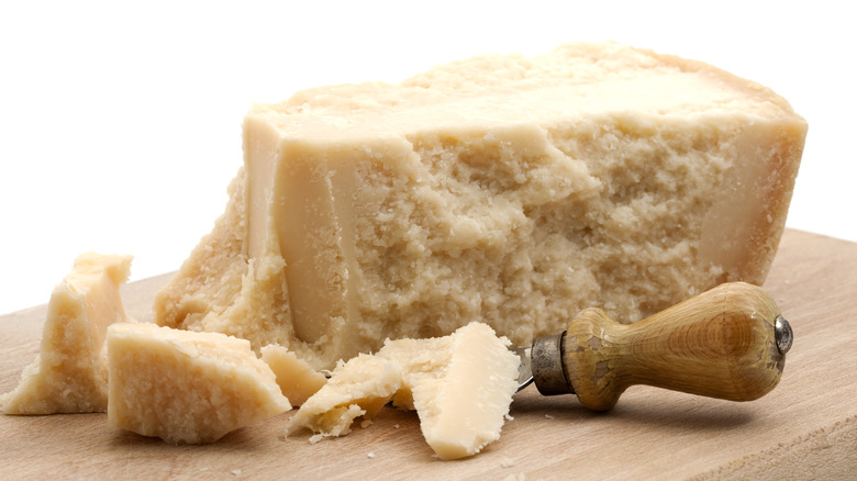 Block of parmesan cheese