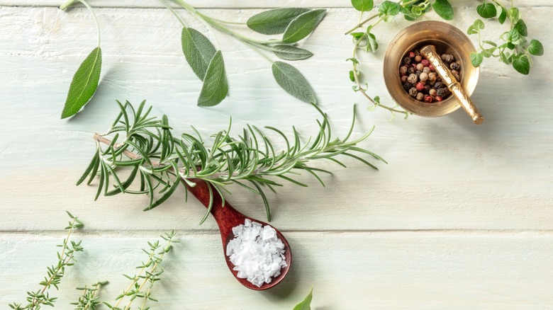 fresh herbs and sea salt