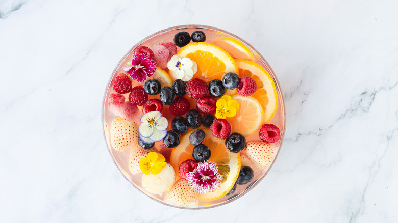 Large punch bowl with flowers