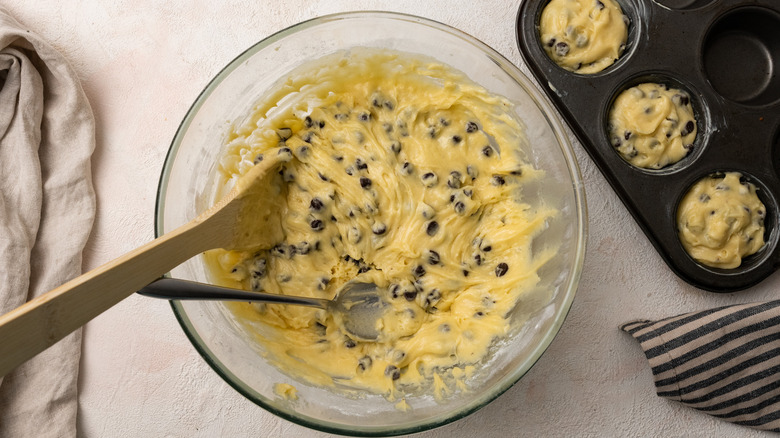 Chocolate chip muffin batter 