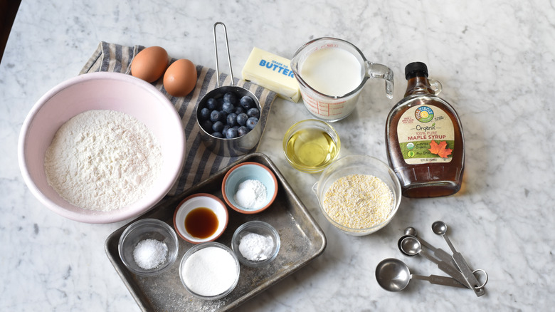 ingredients for blueberry pancakes cornmeal