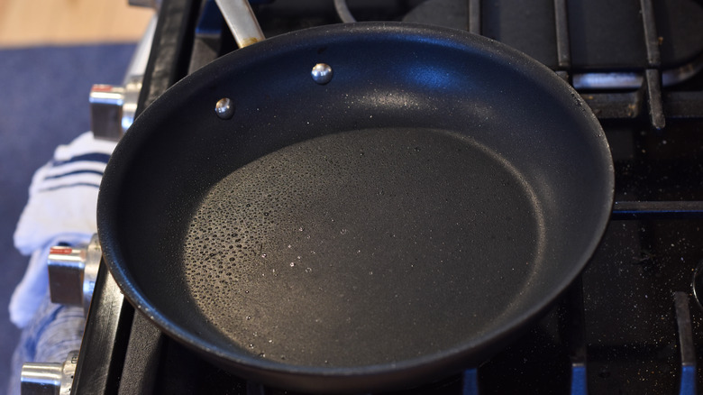 heating skillet for blueberry pancakes