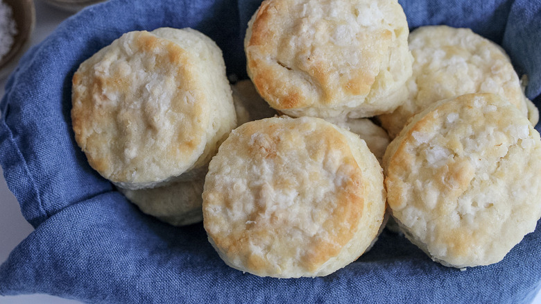 biscuits with blue napkin