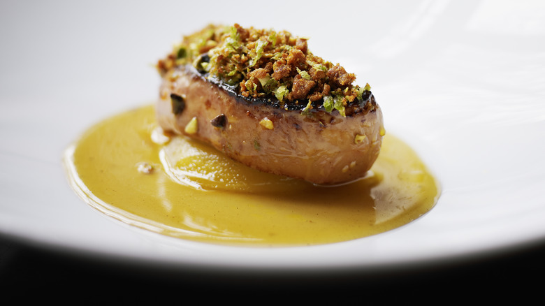 Seared foie gras with pistachio and apple