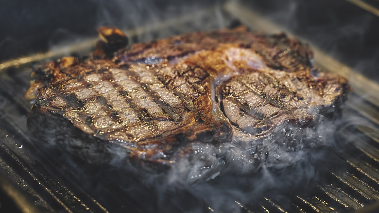 searing a steak on griddle