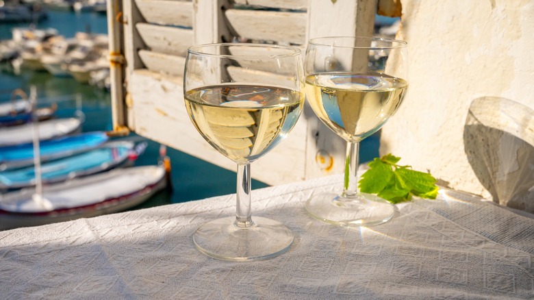 white wine with view of Cassis, France