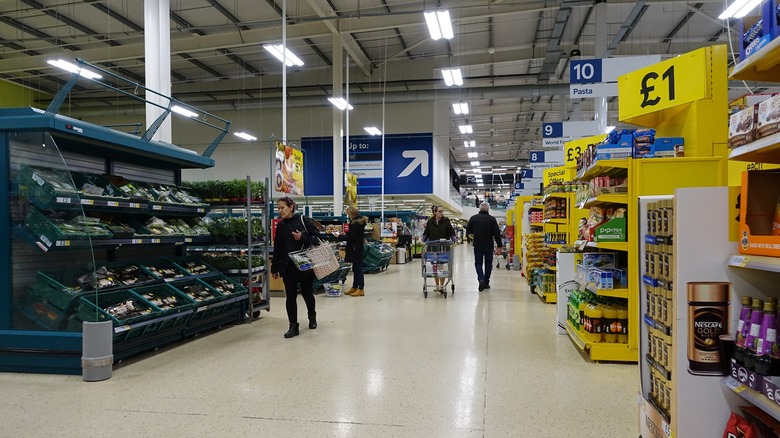 Grocery shoppers in a London Tesco