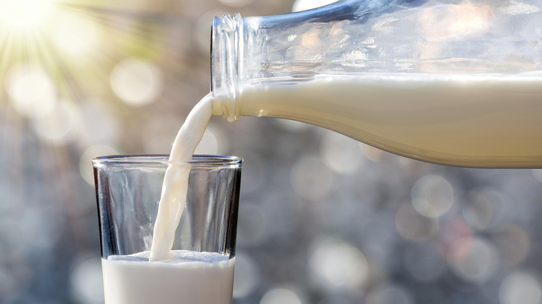 Pouring a glass of milk