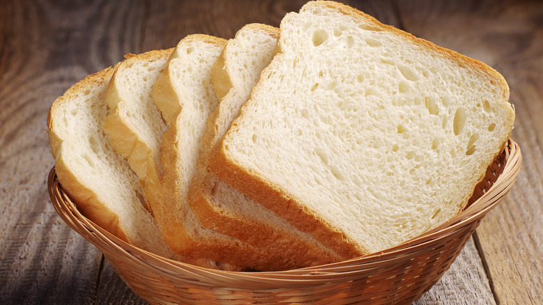 Basket of white bread slices