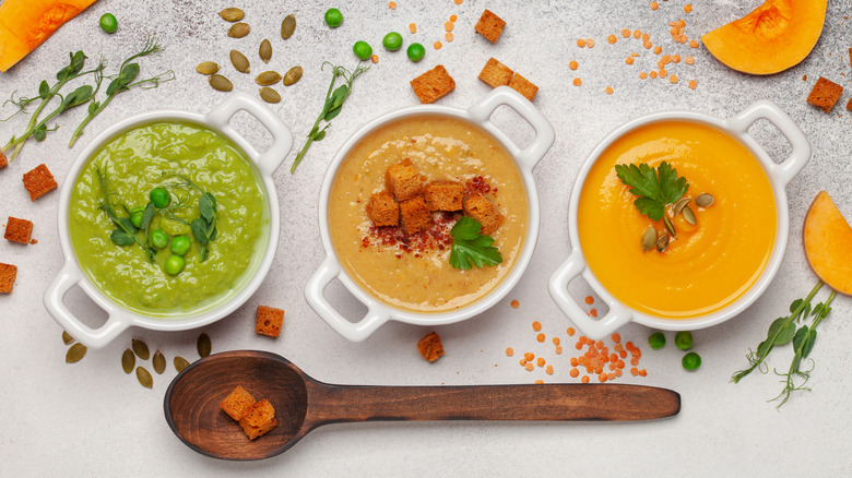 pumpkin pea lentil soup trio