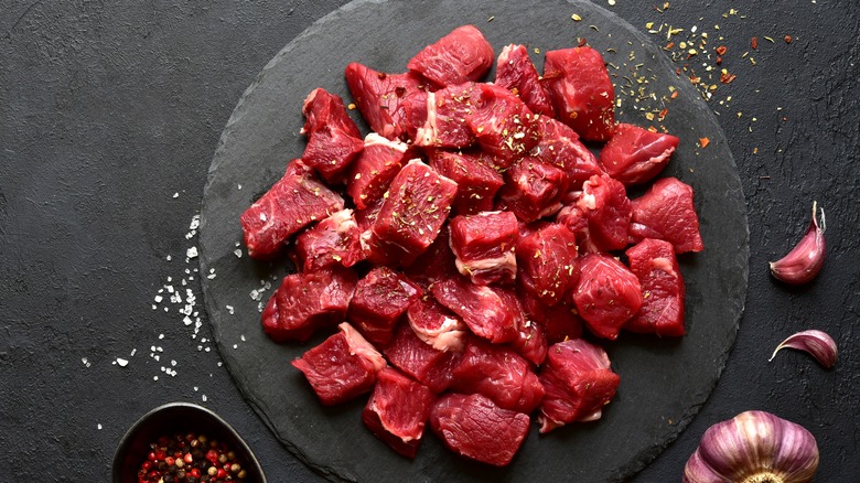 raw meat pieces