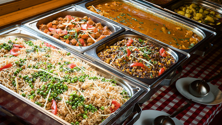 Large trays of Indian food