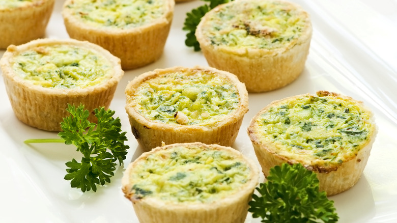 Mini quiche on plate