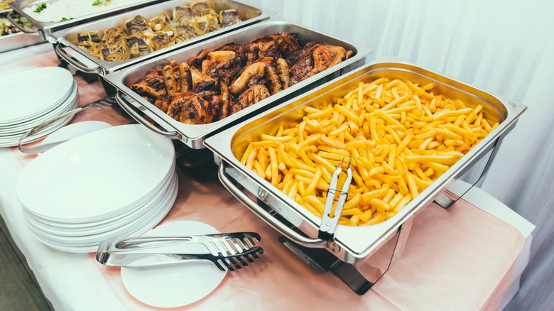 French fries in buffet tray