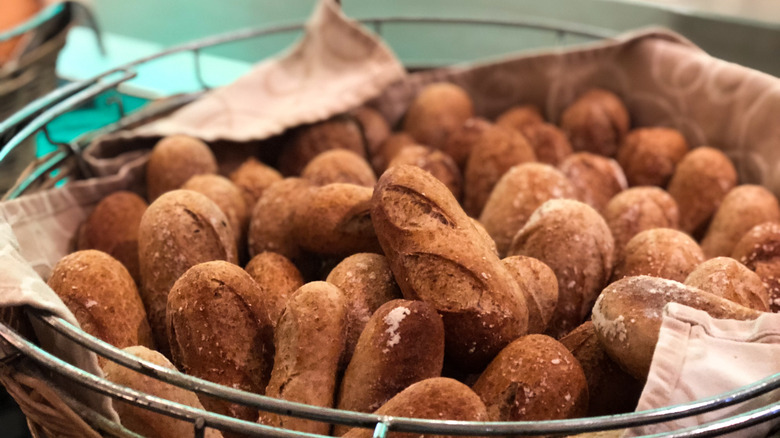 Bread in bowl on buffet