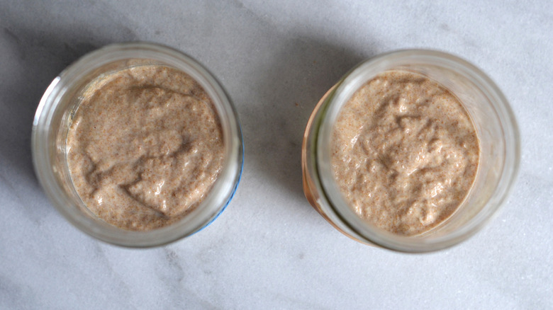 sourdough starter in glass jars