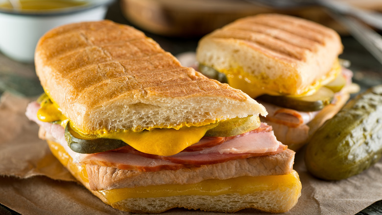 Close up of a Cuban sandwich