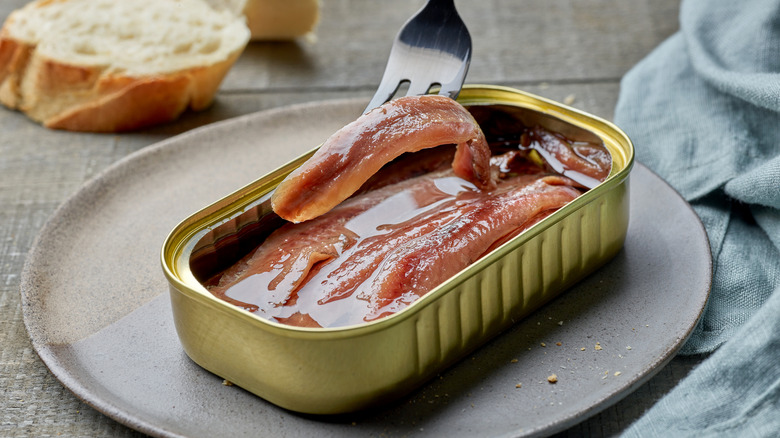 open tin of anchovies