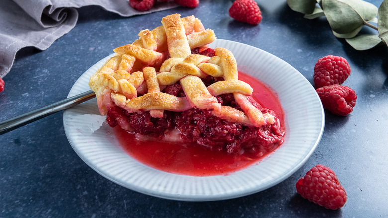 slice of raspberry pie