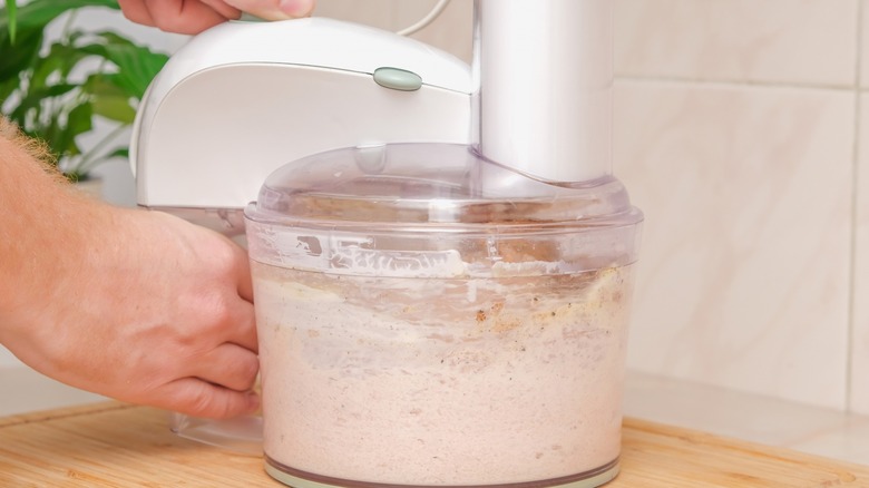 food pureeing in food processor