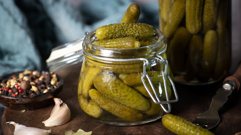 Pickles in a glass jar