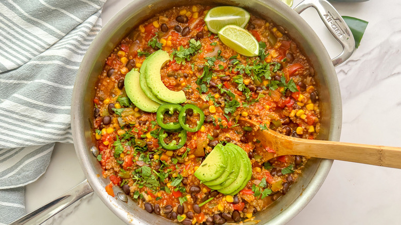 Overview of enchilada skillet in pan 