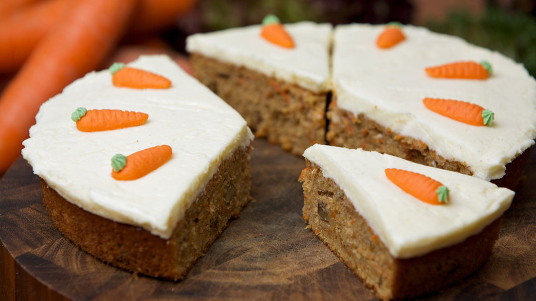 Carrot cake sliced