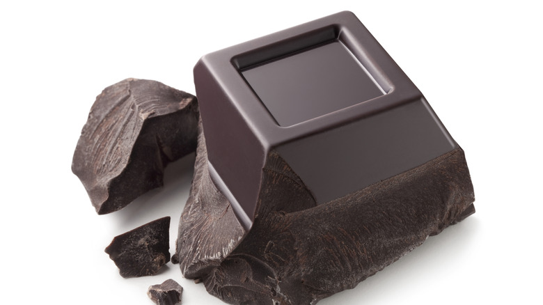 Square of dark chocolate