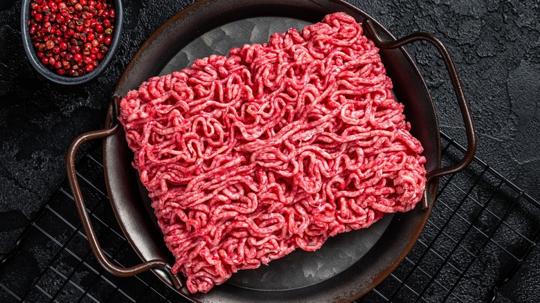 Minced lamb meat for burgers 