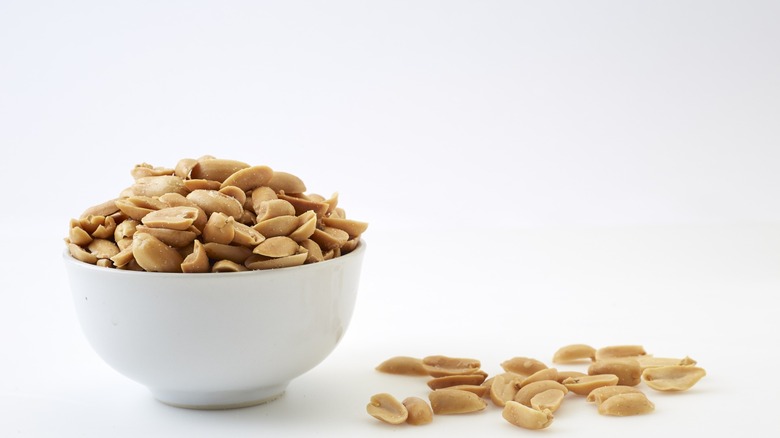 bowl of roasted salted peanuts