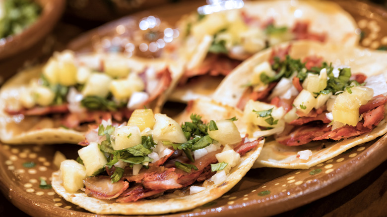 tacos al pastor on a plate