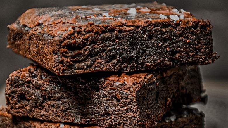 fudgy brownies stacked