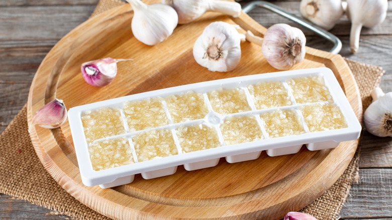 Frozen onions garlic ice tray