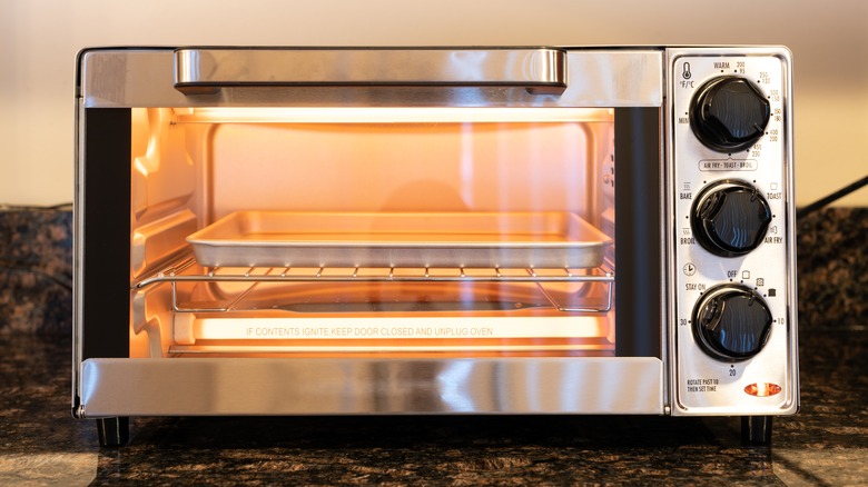 Toaster oven on counter 