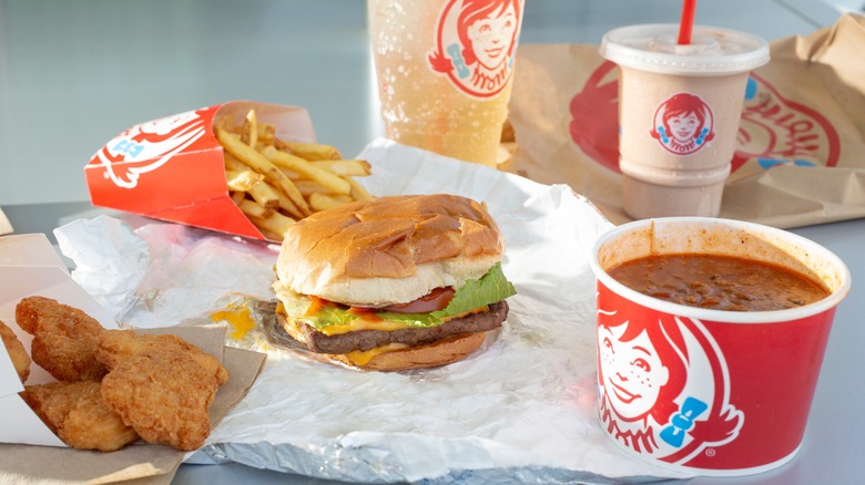 A variety of Wendy's menu items