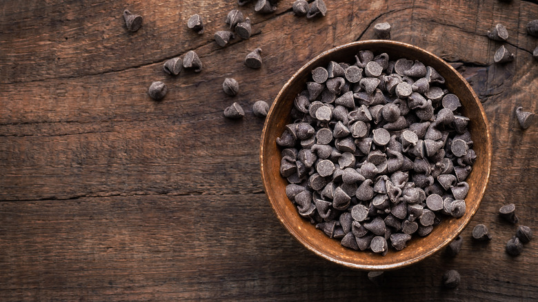 chocolate chips in bowl