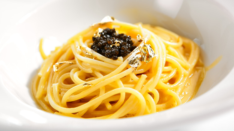 spaghetti with caviar