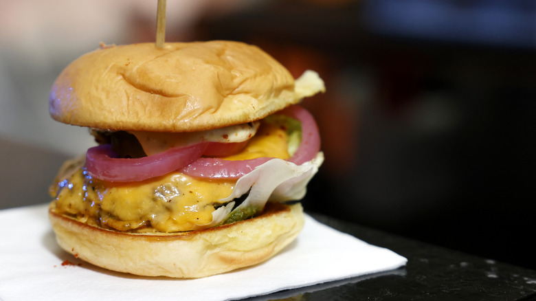 Lamb burger with skewer