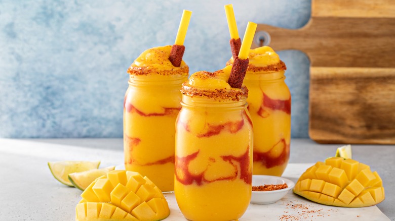 Three mango smoothies